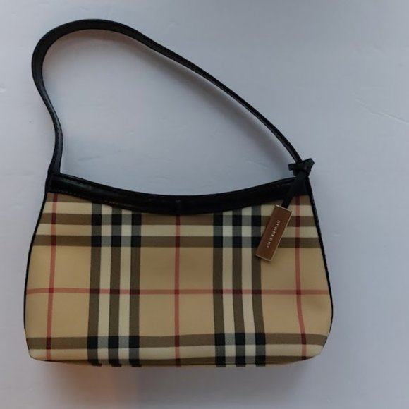 Burberry Handbags - Vintage Burberry Beige Nova Check Handbag Pouchette Purse EUC